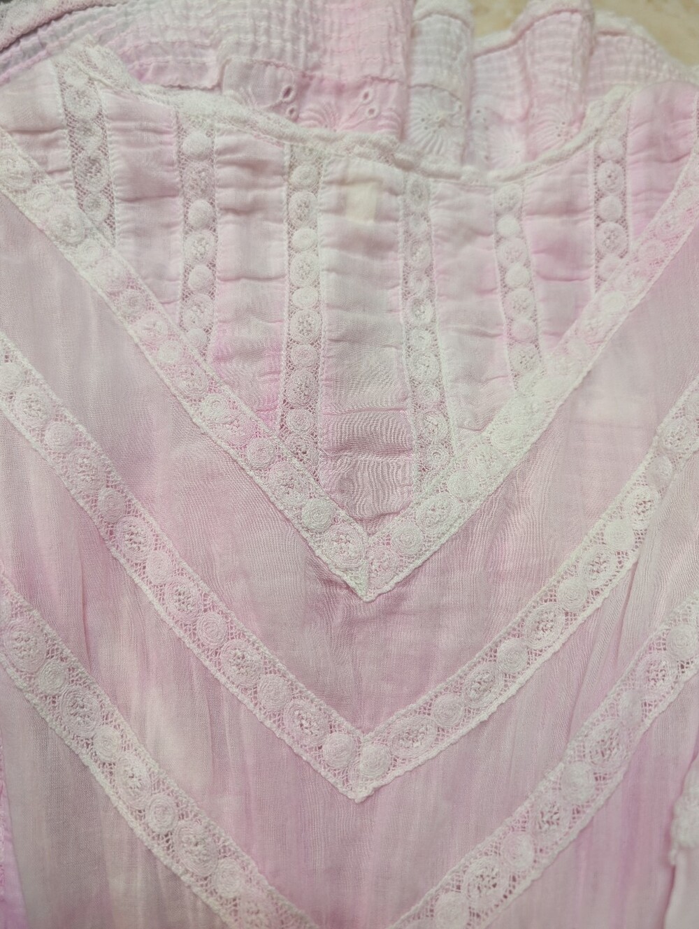 Love Shack Fancy Pink Lace Cotton Mini Dress Size XS - Picture 6 of 6